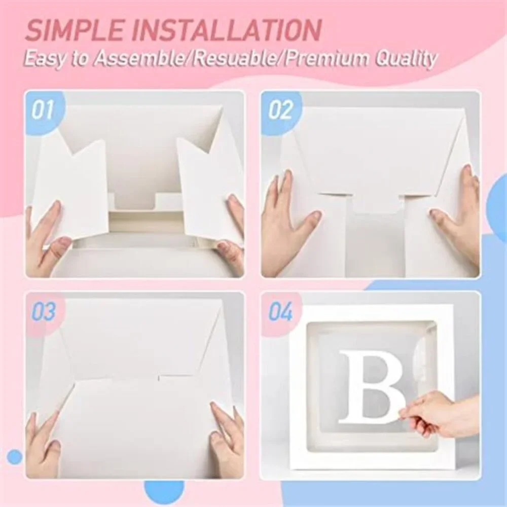 baby shower balloon boxes 4 pcs clear letter blocks gender reveal party decor